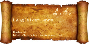 Langfelder Anna névjegykártya